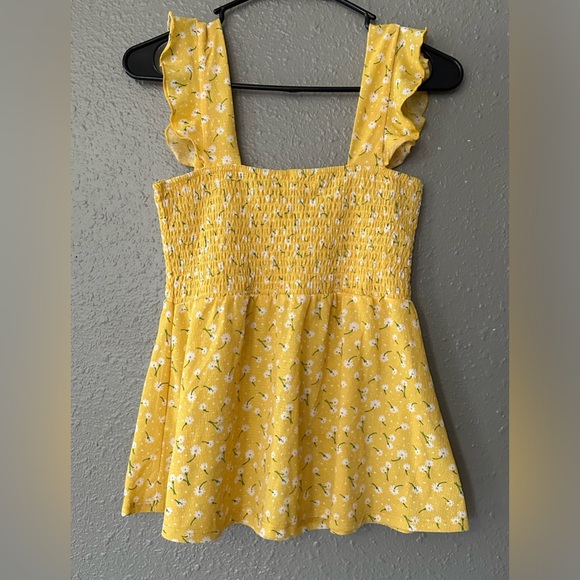 Love + Joy Yellow Ruffled Sleeve Daisy Summer Top Size S" NWOT Juniors Tank Top - Picture 8 of 11